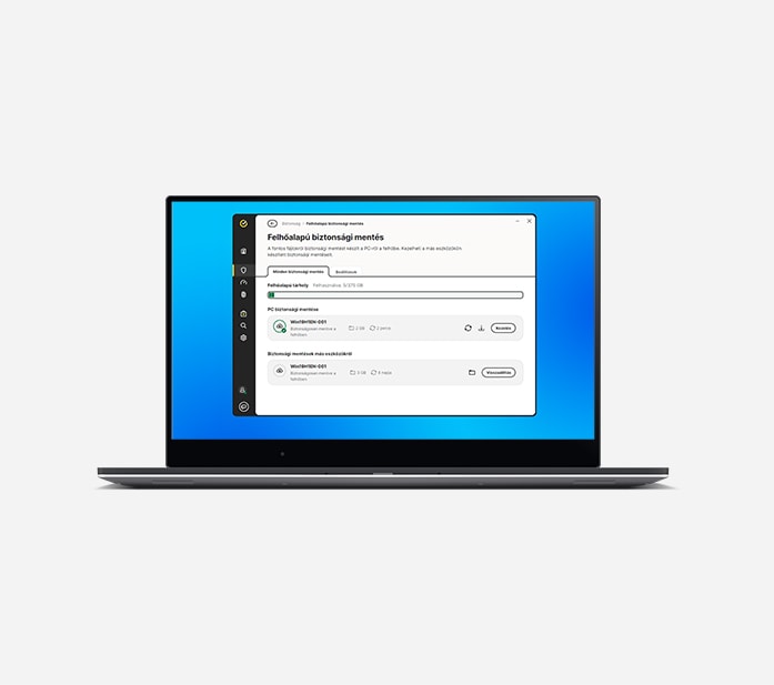 Laptop képe, biztonsági mentés a felhőbe.